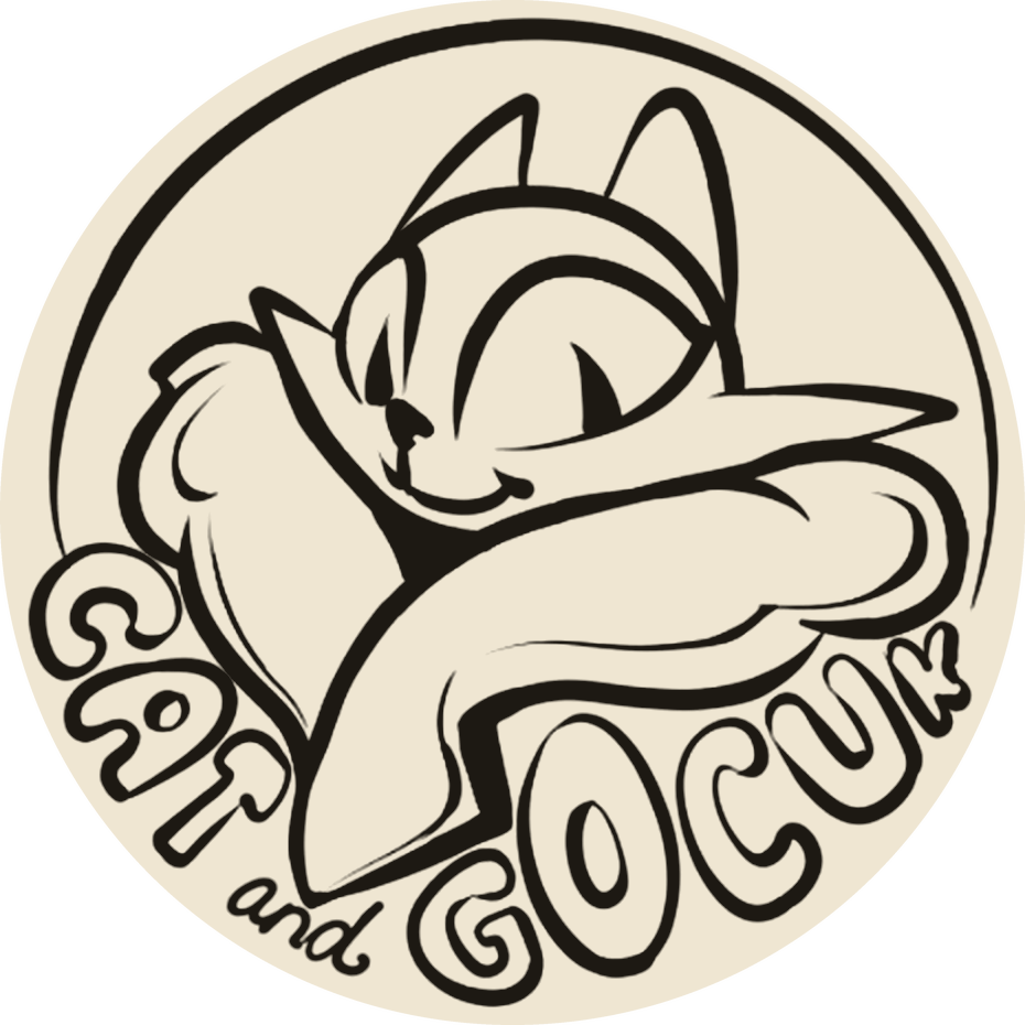 Cat and Gocuk Games logo: a cat hugging its own tail inside a ring